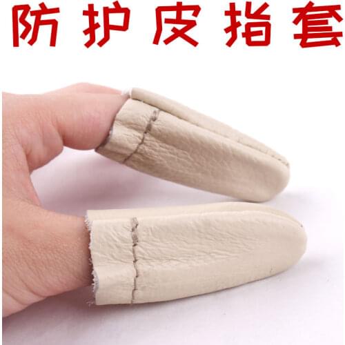 Skin protection fingerstall sheepskin leather thimble stab resistant hand tool DIY wool embroidered special poking fun
