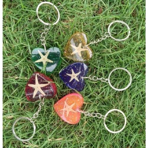 10 PCS five star jewelry mixed colorful heart charming nice keychain