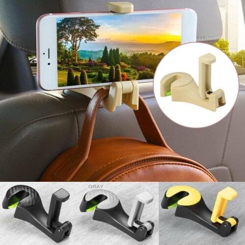 2pcs Car Headrest Hook Hidden Seat Back Hanger with Phone Holder for Bag Purse Grocery 2 in 1 Car Seat Back Hook