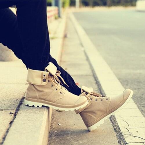 2020 Fashion Men Boots Canvas Shoes Breathable High top Desert Ankle Boots Male Brand Footwear Black Army Green LN005