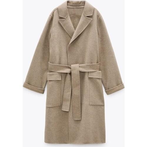 2020 The new Two color A wool coat with a belt