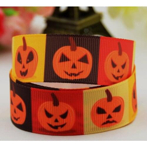 22mm 25mm 38mm 75mm Halloween pumpkin Cartoon Character printed Grosgrain Ribbon party decoration 10 Yards X-01065