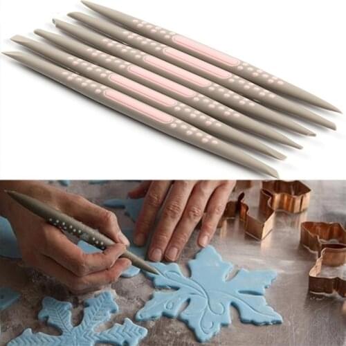 6 Pcs Silicone Pen Pottery Ceramics Tool Flower Sugar Molding Tool DIY Home Kitchen Dining Cake Mold Craft Modelling Tools