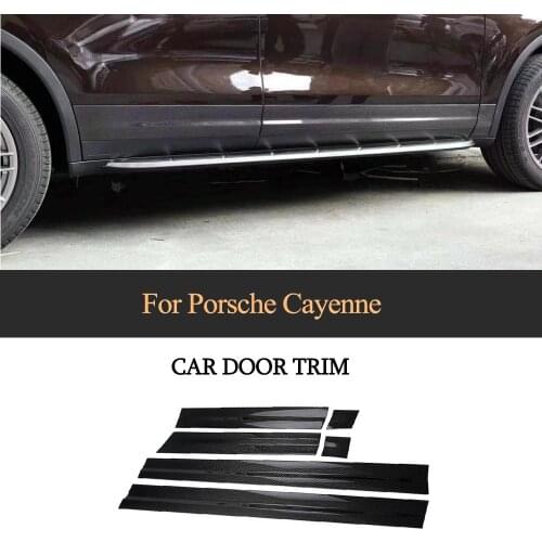 Car Side Door Fender Trim Moulding Sticker For Porsche Cayenne 2015 2016 2017 Carbon Fiber Body Protection Strip 7 PCS