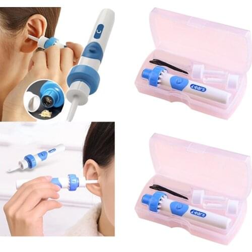 2 Pc Electric Ear Wax Dirt Remover Earwax Vacuum Cleaner Painless Cordless Safe