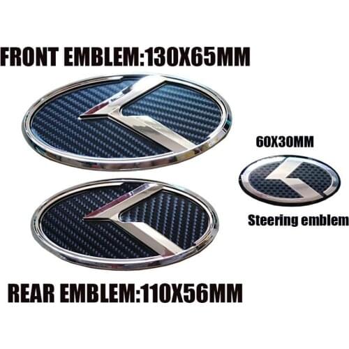 Black Carbon Fiber Flight K Logo 3D Grill Hood Trunk Steering Wheel Cap Emblem For KIA K5 2011-2013 Optima Forte 2009-2014 Senda
