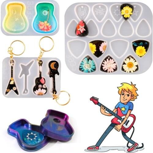 DM181 DIY Guitar Pick Mold Epoxy Resin Keychain Pendant Silicone Mold For Craft Art Jewelry Making Tools