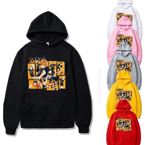 Harajuku Haikyuu Unisex Hoodies Japanese Anime Volleyball Printing Mens Hoodie Sweatshirt Daily Casual Streetwears