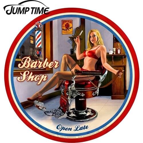 JumpTime 13cm x 13cm Sexy Pinup Lady Girl Shave and a Haircut JDM Vinyl Decal Stickers for Window Bike Car Sticker Graphics