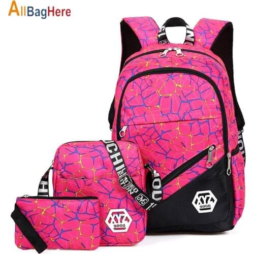 Quality Nylon School Bags Fashion Camouflage Kids Backpack For Teenagers Girls Boys Schoolbag Three-piece Travel Laptop Backpack