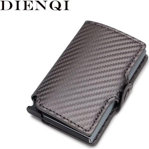 DIENQI 2020 Men Women Business Credit Card Holder Minimalist Wallet Metal RFID Aluminium Carbon Leather Travel Cardholder Spain