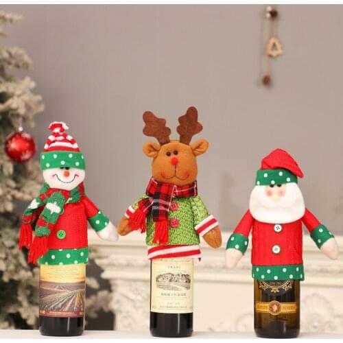 Wine Bottle Cover Christmas Wine Dust Bags Snowman Stocking Bag Table Decoration Gift Holder Natal navidad decorations Supplies