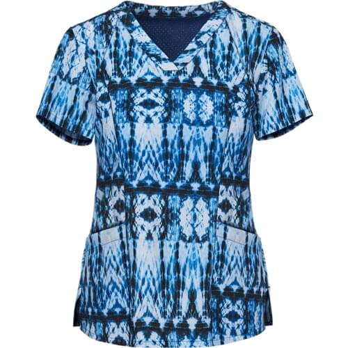 V-neck lab coat Short-sleeved scrubs Tops Unisex pet store workwear wholesale 3D Printing scrubs uniforms Healthcare Tunic A50