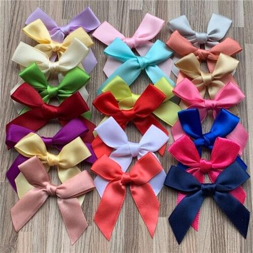 50Pcs 6cm Color Hand Polyester Ribbon Bowknots DIY Craft Supplie Clothes Gift Box Packing Headwear Appliques Sewing Accessories