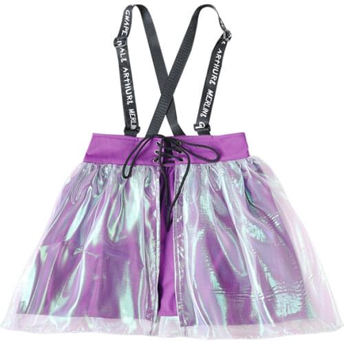 Hip Hop Girls Colorful Suspender Skirt Kid Street Dance Sleeveless Cheerleader Princess Overall Skirts Child Party Jazz Costumes