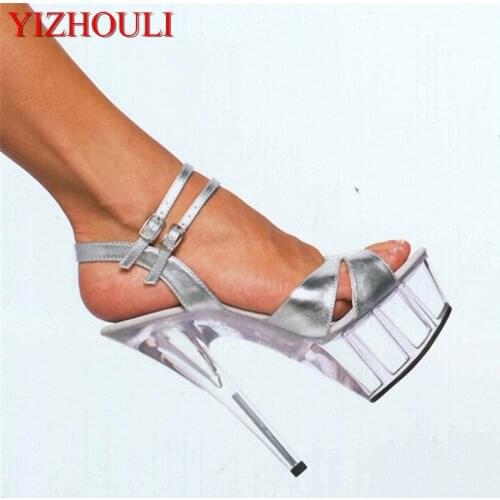 Fashion 15cm high stiletto heels, model stage performance crystal platform banquet, sandals