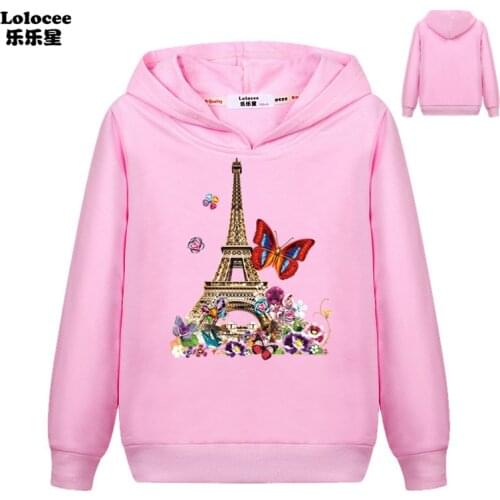 Fashion Vacation Eiffel Tower Hoodies Sweatshirt Boy Girl creative 3D Flower Hoodie fashion Pullovers Tops Brand Design clothing