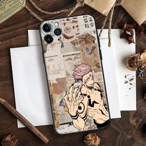 Sukuna Collage Jujutsu Kaisen Soft Silicone Glass Phone Case Cover Shell For IPhone SE 6 6s 7 8 Plus X XR XS 11 12 Mini Pro Max