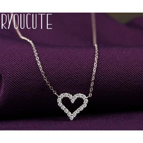 New Arrivals Silver Color Cubic Zircon Hollow Heart Necklaces for Women Wedding Jewelry Long Statement Necklaces