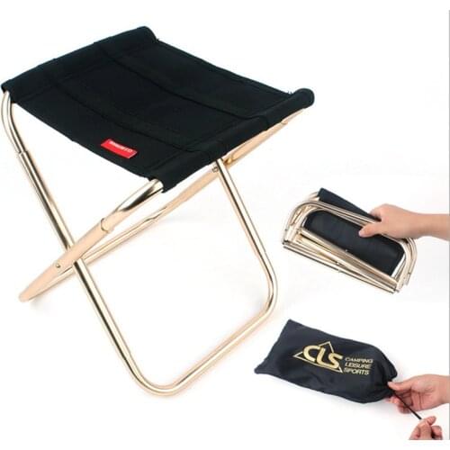 Outdoor Portable Stool Camping Small Folding Chair Aluminium Alloy Barbecue Stool Mountaineering Sketching Fishing Mini Stool