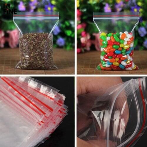 -100Pcs Zipped Poly Clear Bags Plastic Zip 5*7CM