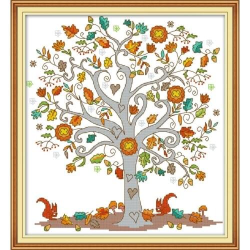 Joy Sunday The Tree Of Love Ecological Cotton Chinese Cross Stitch Kits Counted Stamped 11&14CT New Sales Promotion DIY Handmade