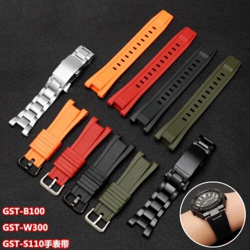 Resin strap mens watch accessories for Casio bracelet GST-S130 S110 S100 W130L W100 W110 210 sports waterproof band