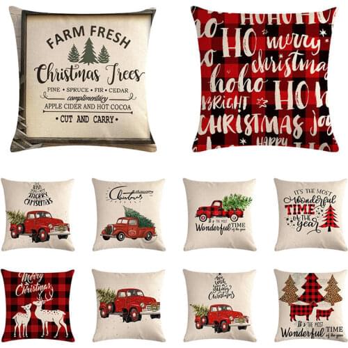 Christmas Car Pillow Cases Cotton Linen Sofa Printed Cushion Cover Home Decorative Pillow Cover Home Decorative Pillow Case i856
