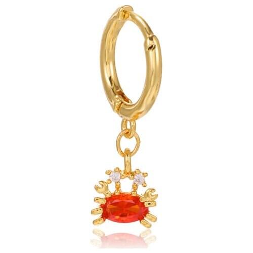 CZ Marine Animal Hoop Earrings For Women Girl Cute Crab Devilfish Dolphin Goldfish Piercing Earring Crystal Jewelry Pendientes