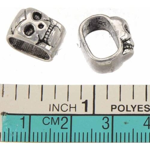 Charms Beads Multilayer Leather Bracelets DIY Skull Black Gold Silver 7*10mm Big Oval Hole Metal Jewelery Findings 13*8mm 20pcs