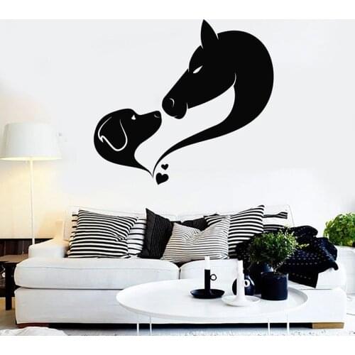Dog Horse Wall Decal Love Animals Pets Grooming Studio Nursery Kids Room Interior Decor Abstract Art Vinyl Stickers Mural E666