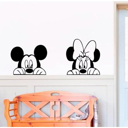 Disney Cartoon Anime Stickers Mickey Minnie Mouse Childrens Room Bedroom Decoration Wall Sticker Gifts Self-adhesive Wallpaper