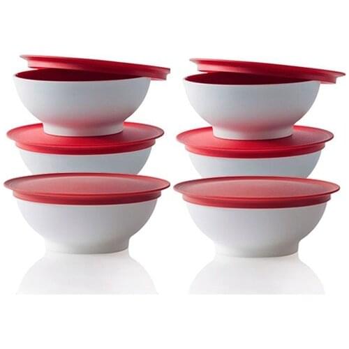 Tupperware Allegra Sweet Bowls 275 ml Red White Sweet Bowls (6), clear Sweet Bowls 6'lı Set (6x275 ML) Red