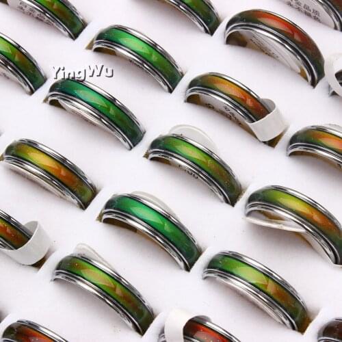 Yingwu Wholesale Vintage Magic Emotion Feeling Color Changing Mood Round Ring for Kid Adult Gift 10pcs Lot