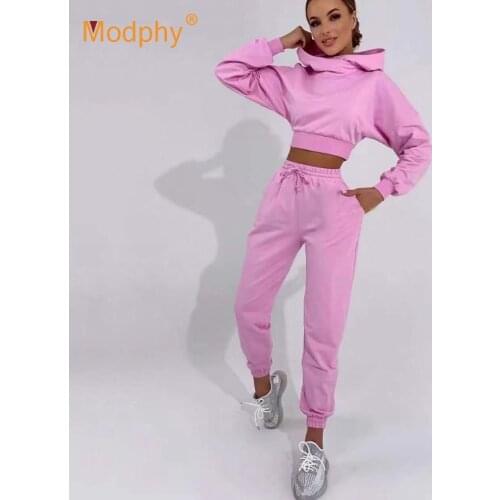Women Sports 2 Pieces Set Sweatshirts Pullover Hoodies Pants Suit 2021 Female Sweatpants Trousers Outfits Solid Casual Tracksuit