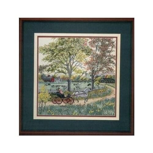 Gold Collection Beautiful Counted Cross Stitch Kit Country Ride Horse Carriage Coach Wagon in Countryside Travel Trip