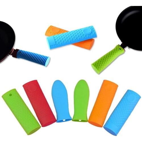 1PC Cast Iron Skillet Handle Cover Silicone Pot Handle Sleeve Pan Hot Handle Holders Honeycomb Shape Anti-Skid Anti Scald Gloves