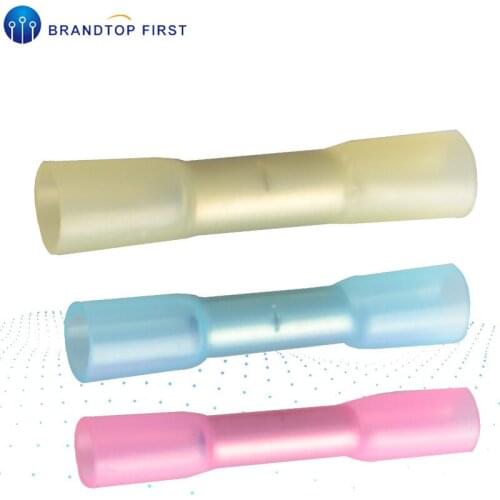 10/20/25/50PCS Heat Shrink Butt Terminals Insulated Electrical Wire Connectors Cable Crimping Terminals BHT1.25 BHT2 BHT5