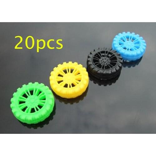 20Pcs Environmental Plastic Wheels Tires For DIY Toy Car Model Diameter 30/35/40/45mm Yellow/Green/Black/Blue