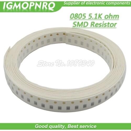 300pcs 0805 SMD Resistor 5.1K ohm Chip Resistor 1/8W 5.1K 5K1 ohms 0805-5.1K