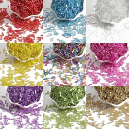 300pcs/lot 2x7mm Austria Crystal Beads Tube Glass Seed Beads Loose Spacer Beads For Jewelry Making DIY Bracelet Necklace