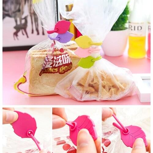 5 pcs/lot New hot sale Household practical color leaves shape 17cm silicone Wire Cable Tie Food bag sealing clamp high quality