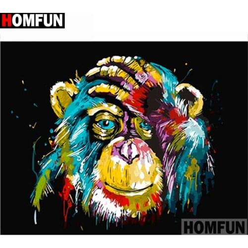 HOMFUN Full Square/Round Drill 5D DIY Diamond Painting "Color monkey" Embroidery Cross Stitch 5D Home Decor Gift A14939