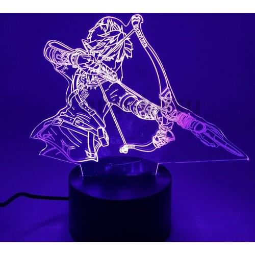 Anime Figures Zelda 3D Toys Nights Lights Model Link Breath Wild Desk Led Action Figurals Decoration Home Doll Link Xmas Gift