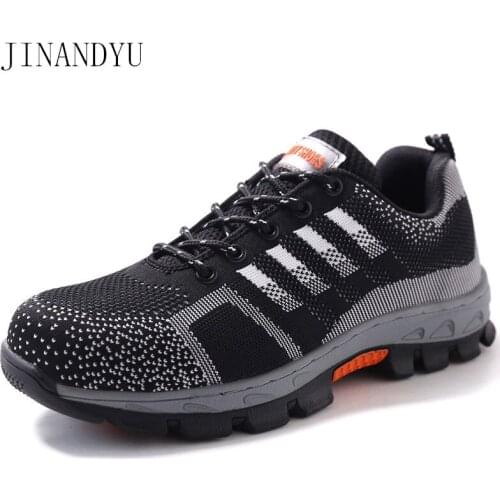 Hot Sales Safety Shoes Men and Women Woven Mesh Breathable Lightweight Work Shoes Comfortable Safety Boots Men Steel Toe Shoes