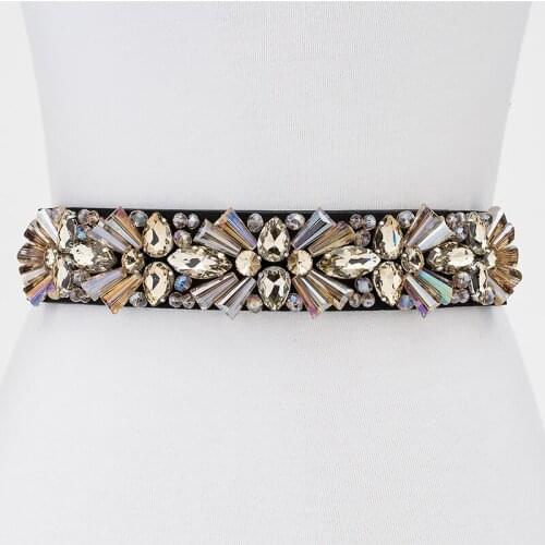 Brand Luxury Rhinestone Dress Belts Women Colorful Crystal Elastic Waistband Fashion Ladies Corset Summer Dress Accessories DP15