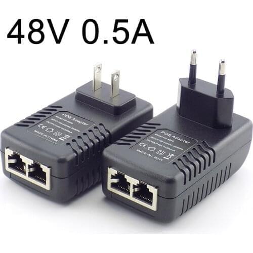 DC 48V 0.5A 24W POE Power Adapter Injector Switch Wall Plug for IP Camera Wifi CCTV Surveillance US EU Plug W17