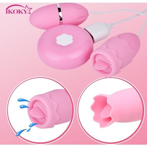 IKOKY Tongue Licking Vibrator Vibrating Egg G Spot Massager Adult Products Vagina Ball Sex Toys for Women Clitoris Stimulator