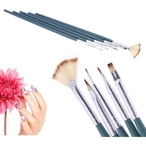 5pcs Nail Brushes 3D Painting Drawing UV Gel DIY Brush Pen Nail Art Decoration Tools Set Manicure Flat Head Phototherapy Pen