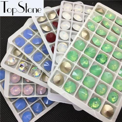 40pcs 12MM Round Rivoli K9 Glass Crystal Opal Colors Pointed Back Jewelry Crystal Fancy Rhinestones for Jewellry Making
